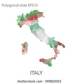 Italy map in geometric polygonal style.Abstract triangle,modern design background.