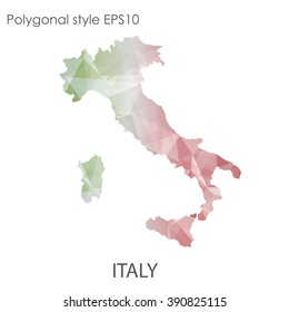 Italy map in geometric polygonal style.Abstract triangle,modern design background.