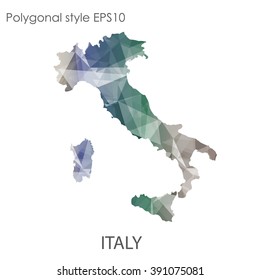 Italy map in geometric polygonal style.Abstract triangle,modern design background.