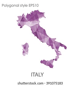 Italy map in geometric polygonal style.Abstract triangle,modern design background.