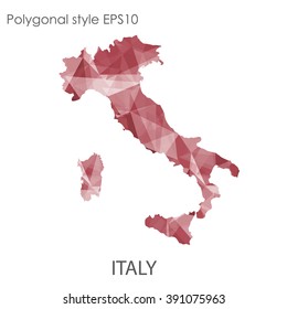 Italy map in geometric polygonal style.Abstract triangle,modern design background.