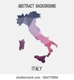 Italy map in geometric polygonal,mosaic style.Abstract tessellation,modern design background,low poly. Vector illustration.