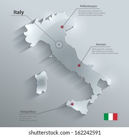 Italy map glass card paper 3D vector