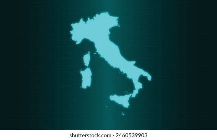 Mapa de Italia con estilo de Tecnología de circuito verde.