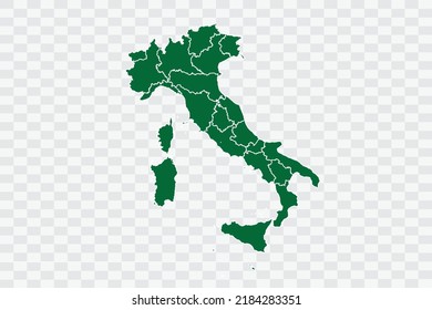 Italy Map green Color on White Background quality files Png
