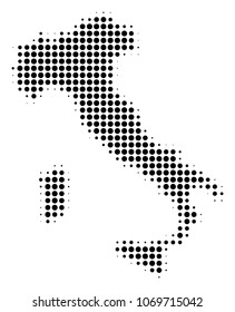 Italy Map halftone vector icon. Illustration style is dotted iconic Italy Map icon symbol on a white background. Halftone pattern is round dots.