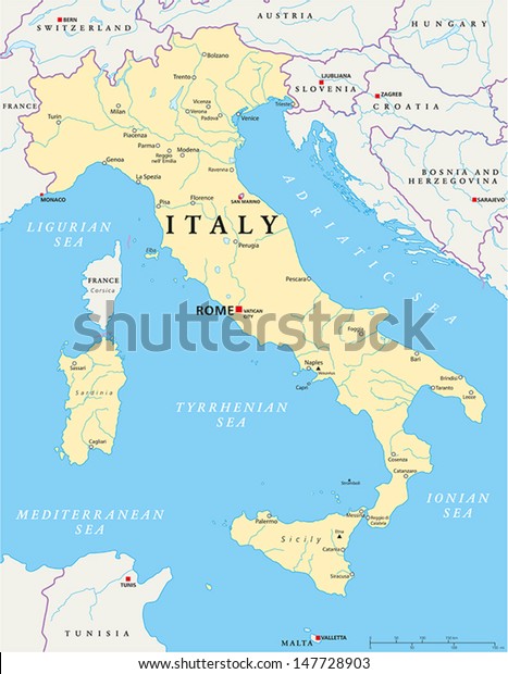 Carte De L Italie Carte Dessinee Image Vectorielle De Stock Libre De Droits
