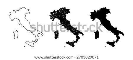 Italy map hand drawn Sketch Scribble background vector, Italy freehand Sketch map, vintage hand drawn map.