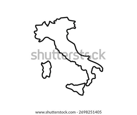 Italy map icon.  Outlined map of Italy. 