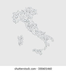 Italy map icon sign, transparent water drop vector ,Scribble stylized map of Italy