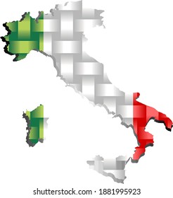 Mapa de Italia - Ilustración, 
Mapa tridimensional de Italia