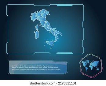 Italia Mapa tecnología infográfica azul Color de fondo de la colección de elementos