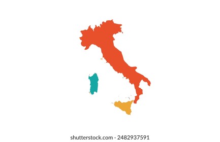 Italy map isolated modern colorful style. for website layouts, background, education, precise, customizable, Travel worldwide, map silhouette backdrop, earth geography, political, reports. 