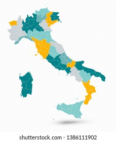 Italy Map isolated on transparent background. Highly detailed vector illustration of map.