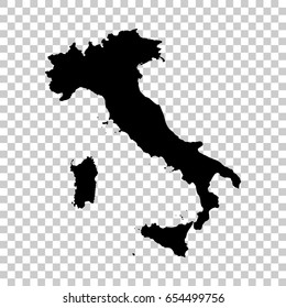 Italy map isolated on transparent background. Black map for your design. Vector illustration, easy to edit.