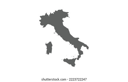 Mapa de Italia aislado de fondo blanco.