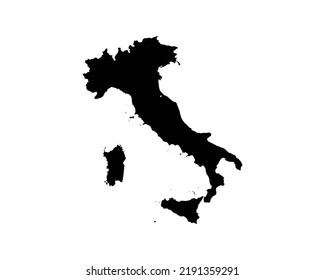 Italy Map. Italian Country Map. Black and White Italiana National Nation Outline Geography Border Boundary Shape Territory Vector Illustration EPS Clipart