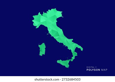 Italien Karte - Low-Poly-Polygon-Vektor, geometrische dreieckige Silhouette in Grün-und Blautönen, saubere moderne Stil, isolierter Hintergrund für die Infografik verwenden.