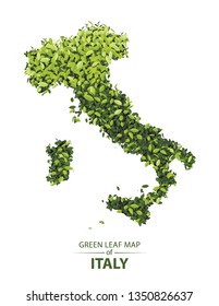 italy map made up of green leaf on white background vector illustration of a forest is conceptual of the global green environmental issues worldwide
