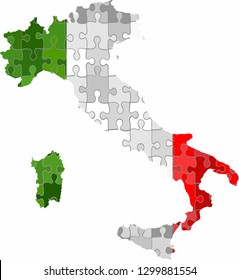 Italy map made of puzzle background - Illustration