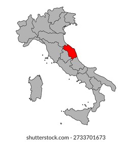 Italy map of Marche symbol shape, travel web flat concept icon web vector illustration .