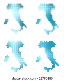 Italy map mosaic set. Isolated on white background.
