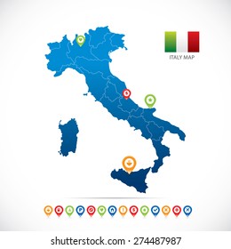 Italy Map with Navigation Icons