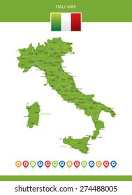 Italy Map with Navigation Icons