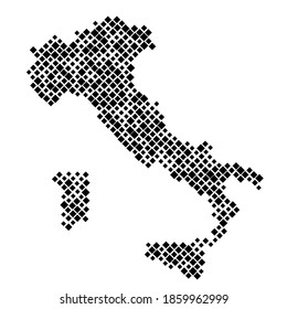 Italy map from pattern of black rhombuses of different sizes. Vector illustration.