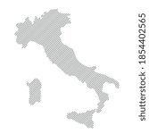 Italy map from pattern of black slanted parallel lines. Vector illustration.