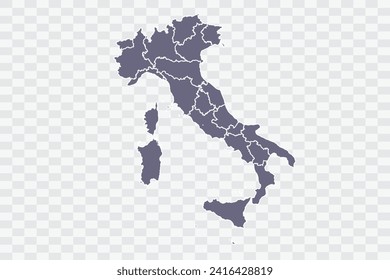 Italy Map pewter Color on White Background quality files Png