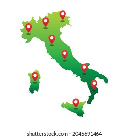 Italy Map with pin location