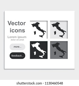 Italy map placed on web page template flat vector icon.
