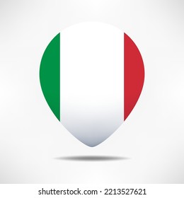 Italy Map Pointers Flag With Shadow. Pin Flag