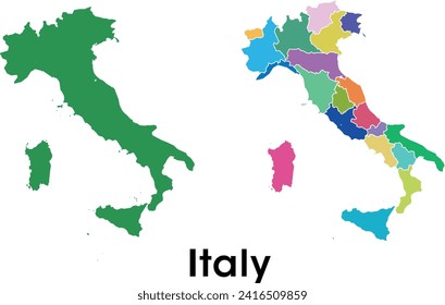 Italy map with political division