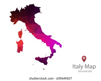 italy map polygon colorful vector illustrator eps10