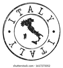 Italy Map Postmark. Silhouette Postal Passport. Stamp Round Vector Icon. Vintage Postage Design.