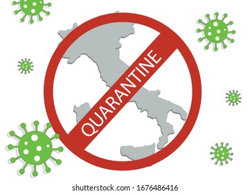 Italy map in quarantine - corona virus icon