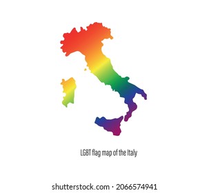 Mapa italiano con colores arcoiris. Concepto de igualdad de derechos para los homosexuales. vector modificable
