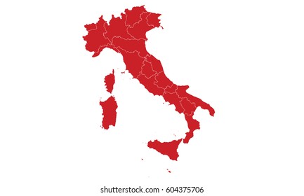 Italy map red color