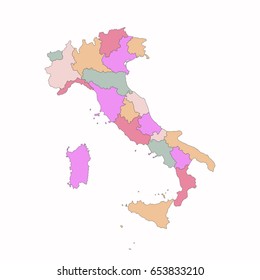 Italy map with regions. vector illustration