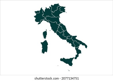 Italy map Sacramento green Color on White Background