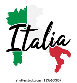 Italy Map Silhouette Flag Button Vector Art Design Patriotic Symbol