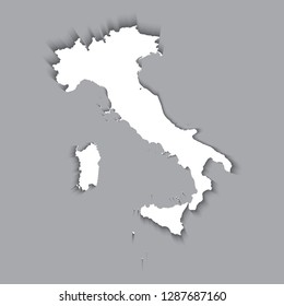 Italy map silhouette with shadow effect. EPS10 vector with transparency organized in layers for easy editing.