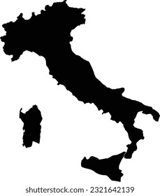 Italy Map Silhouette Vector Art on White Background