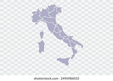 Italy Map silver Color on White Background quality files Png