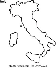 Mapa de Italia contorno negro simple