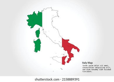 Italien Kartenstreifen. Vektorgrafik-Farbe auf weißem Hintergrund