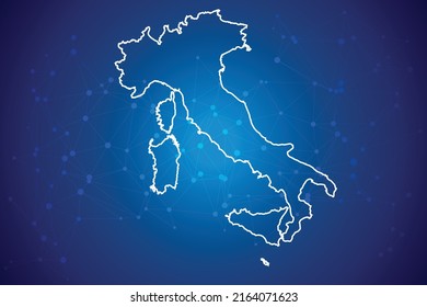 Italy Map Technology  with network connection background