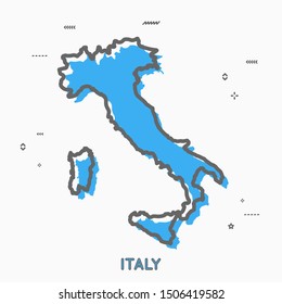 Italy map in thin line style with small geometric figures. Vector illustration modern concept